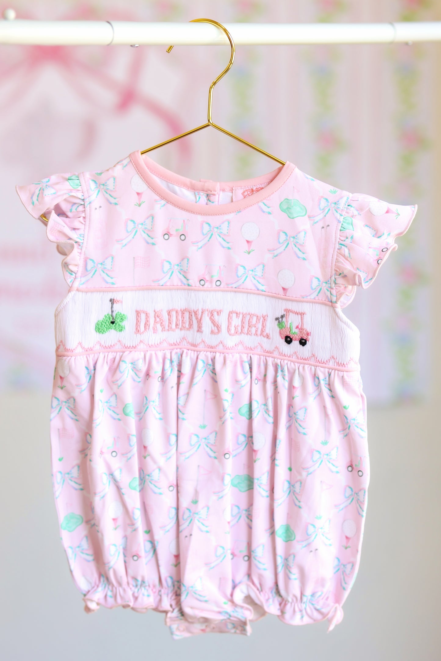 DADDY'S GIRL HAND SMOCKED GOLF BUBBLE