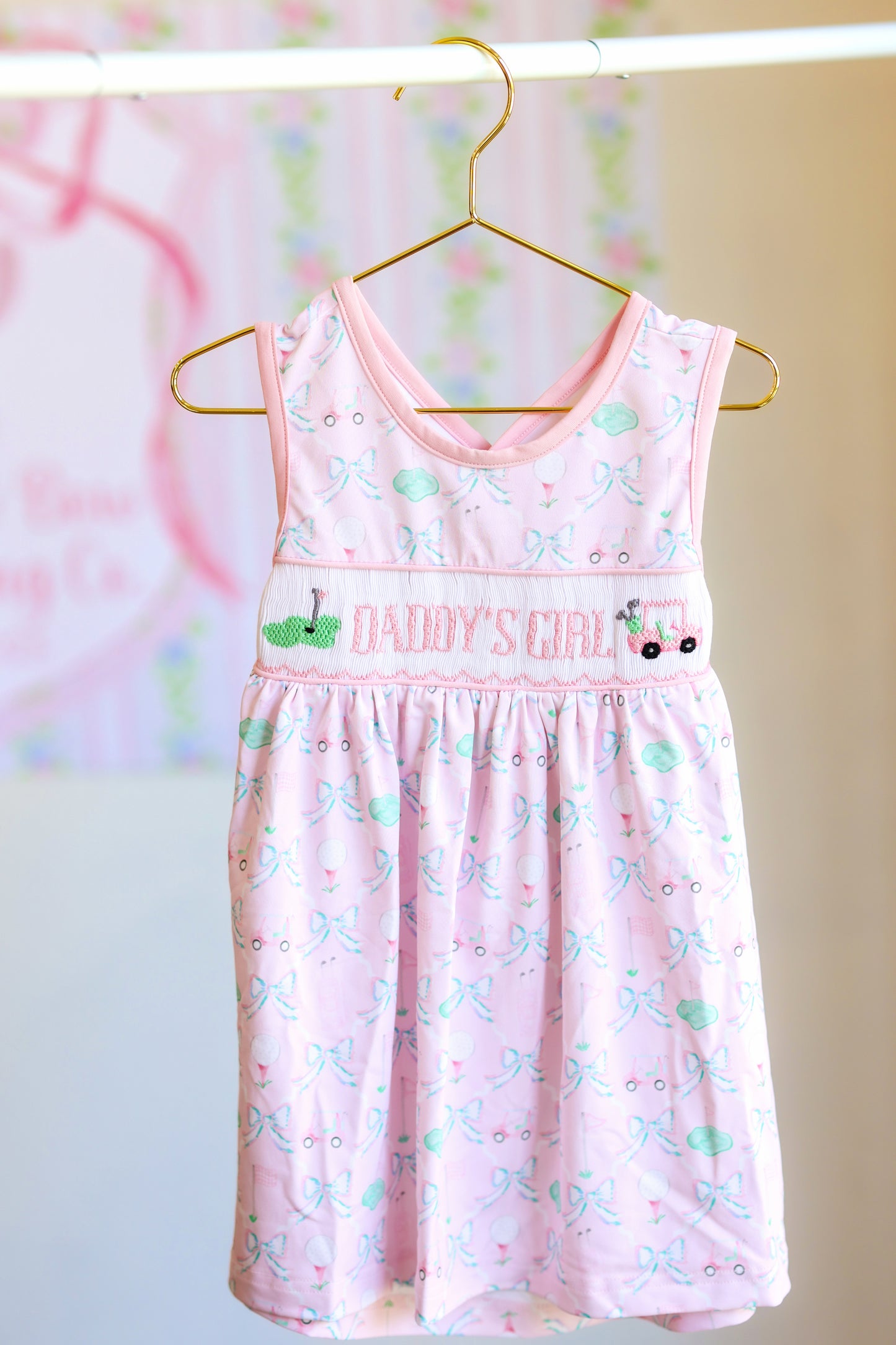 DADDY'S GIRL HAND SMOCKED GOLF DRESS