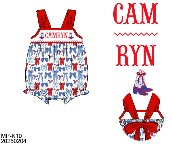 PRE-ORDER CUSTOM HAND SMOCKED BOW & BOOTS BUBBLE