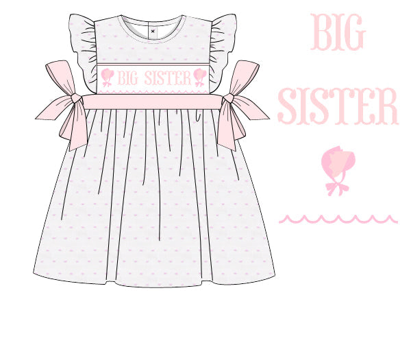 PRE-ORDER NAME SMOCKED BONNET DRESS