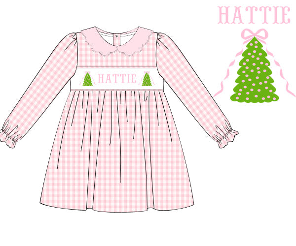 CHRISTMAS TREE HAND SMOCKED DRESS PRE-ORDER