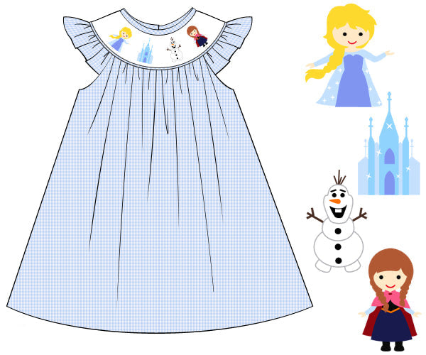 ICE PRINCESS SMOCKED DRESS