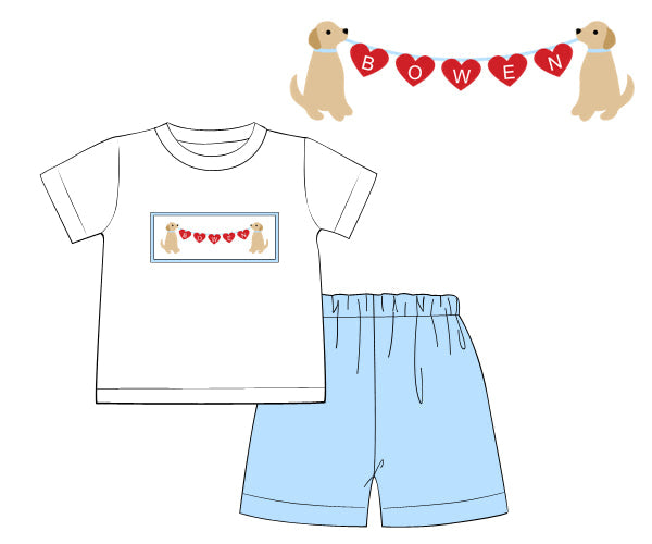 BOYS PUPPY SMOCKED SET PRE-ORDER