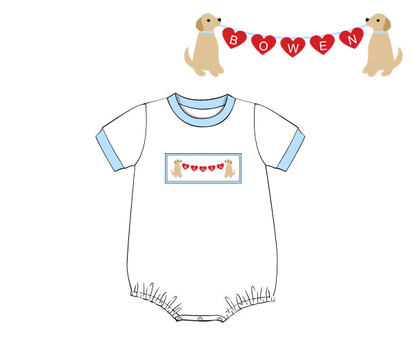 BOYS PUPPY SMOCKED BUBBLE PRE-ORDER