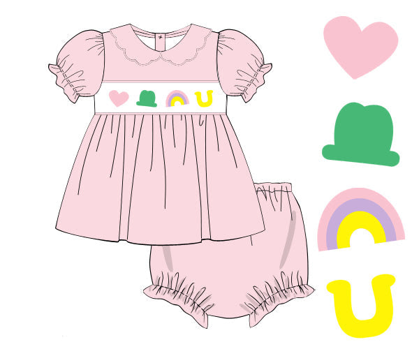 LUCKY CHARM SMOCKED DIAPER SET PREORDER