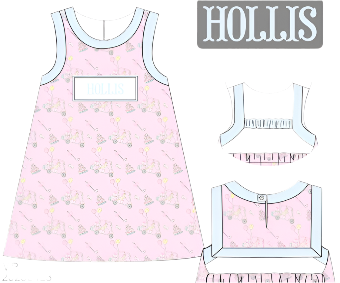 PRE-ORDER NAME SMOCK PAW-TEE DRESS PINK