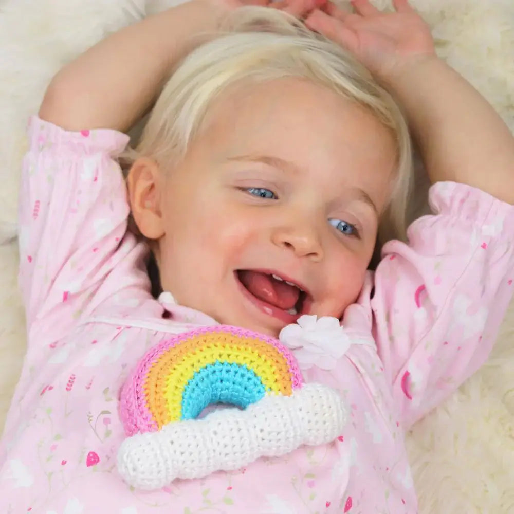 Rainbow Bamboo Crochet Rattle - 2 Colors!