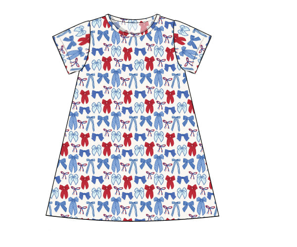 PRE-ORDER KNIT PATRIOTIC BOW DRESS