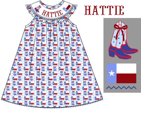 PRE-ORDER CUSTOM HAND SMOCKED BOWS, BOOTS & TEXAS