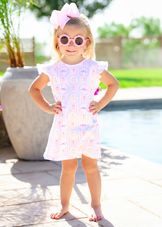 BEACHSIDE BLISS RUFFLE SLEEVE DRESS