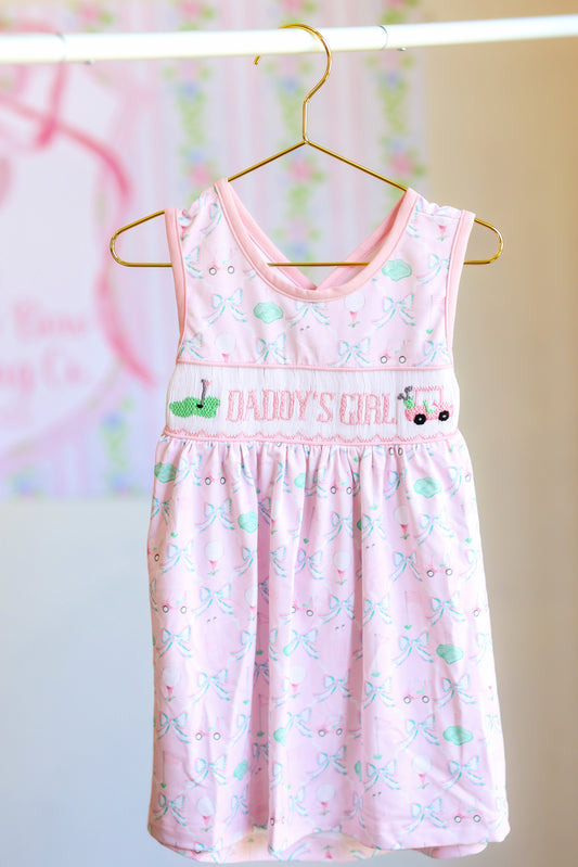 DADDY'S GIRL HAND SMOCKED GOLF DRESS