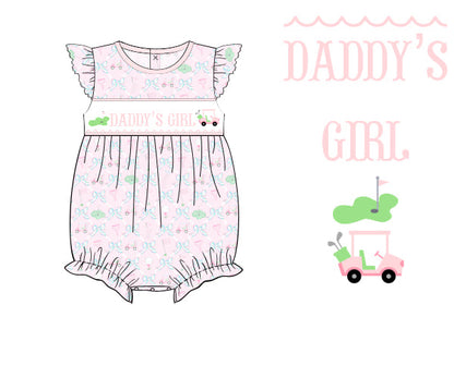 DADDY'S GIRL HAND SMOCKED GOLF BUBBLE