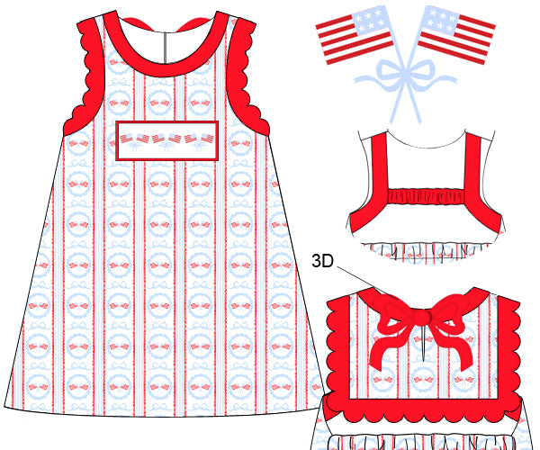 PRE-ORDER 4TH OF JULY HANDSMOCKED DRESS