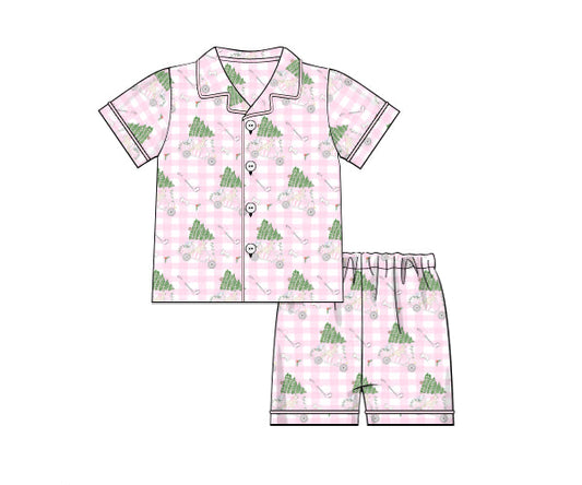 HERE COMES SANTA PAWS SHORT SET PJS GIRLS PRE-ORDER