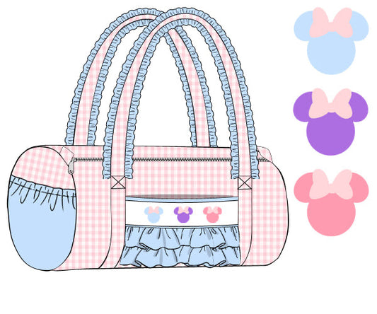 GINGHAM MAGICAL MOUSE SMOCKED DUFFLE