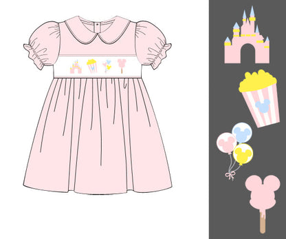 PRE-ORDER MAIN STREET SNACKS HAND SMOCKED DRESS