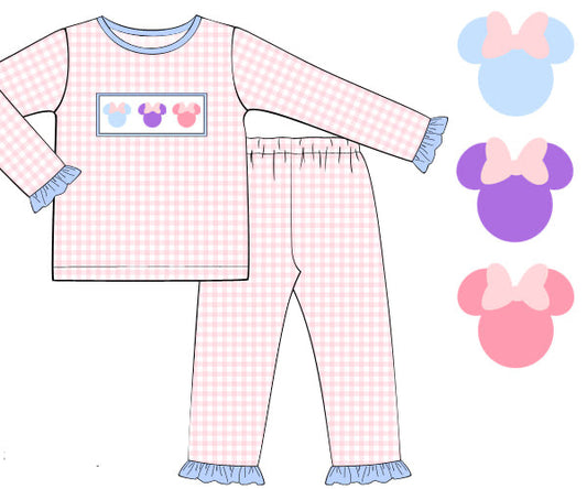GINGHAM MAGICAL MOUSE SMOCKED PJS