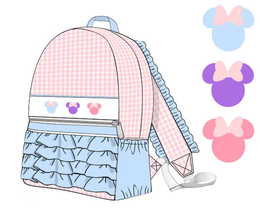 GINGHAM MAGICAL MOUSE SMOCKED BACKPACK