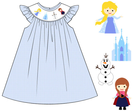 ICE PRINCESS GIRLS SMOCKED DRESS