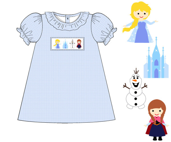 PRE-ORDER ICE PRINCESS HAND SMOCKED DRESS