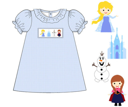 PRE-ORDER ICE PRINCESS HAND SMOCKED DRESS