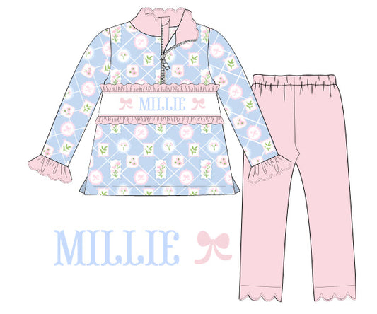 SMOCKED SCALLOPED PULL OVER AND LEGGINGS PRE-ORDER
