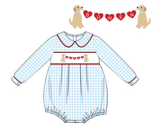 BOYS PUPPY SMOCKED BUBBLE PRE-ORDER