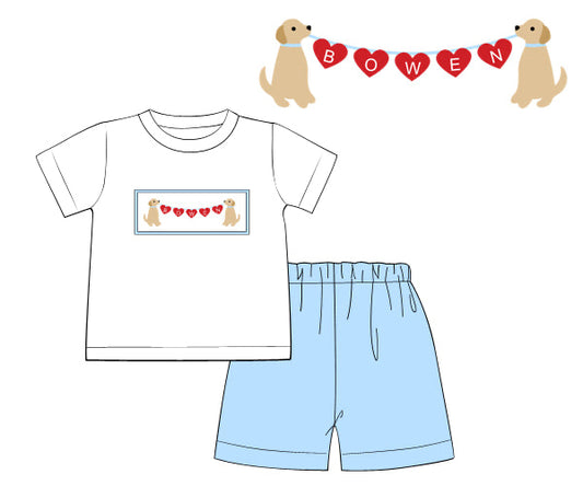 BOYS PUPPY SMOCKED SET PRE-ORDER