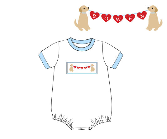BOYS PUPPY SMOCKED BUBBLE PRE-ORDER