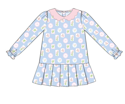 FLORAL LONG SLEEVED TENNIS DRESS
