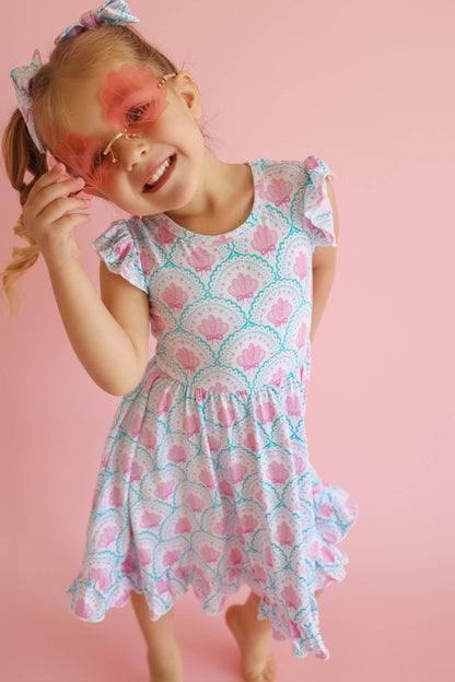COQUETTE COAST CAP SLEEVE DREAM RUFFLE DRESS