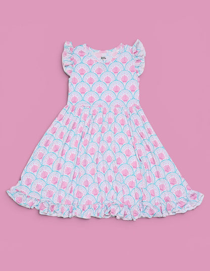 COQUETTE COAST CAP SLEEVE DREAM RUFFLE DRESS
