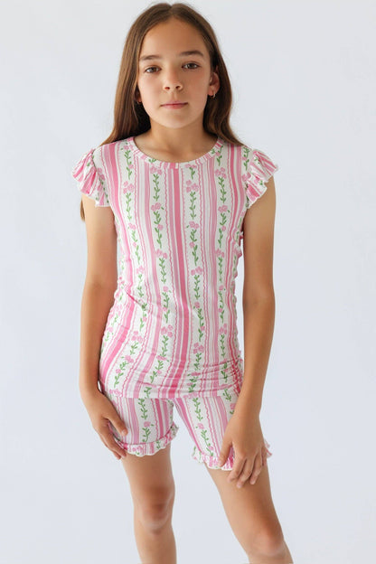 FOREVER FLORAL DREAM RUFFLE SHORT SET