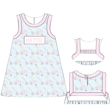 PRE-ORDER NAME SMOCK PAW-TEE DRESS BLUE