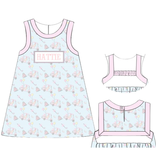 PRE-ORDER NAME SMOCK PAW-TEE DRESS BLUE