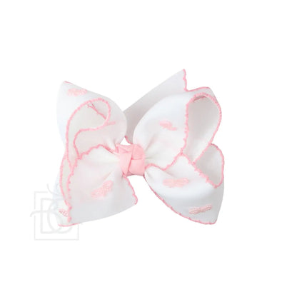 Crochet Edge Bow with Pearl Embellished Bows 4.5 INCH