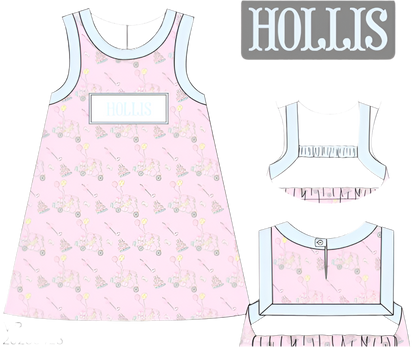 PRE-ORDER NAME SMOCK PAW-TEE DRESS PINK