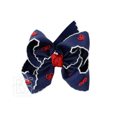 Crochet Edge Bow with Pearl Embellished Bows 4.5 INCH
