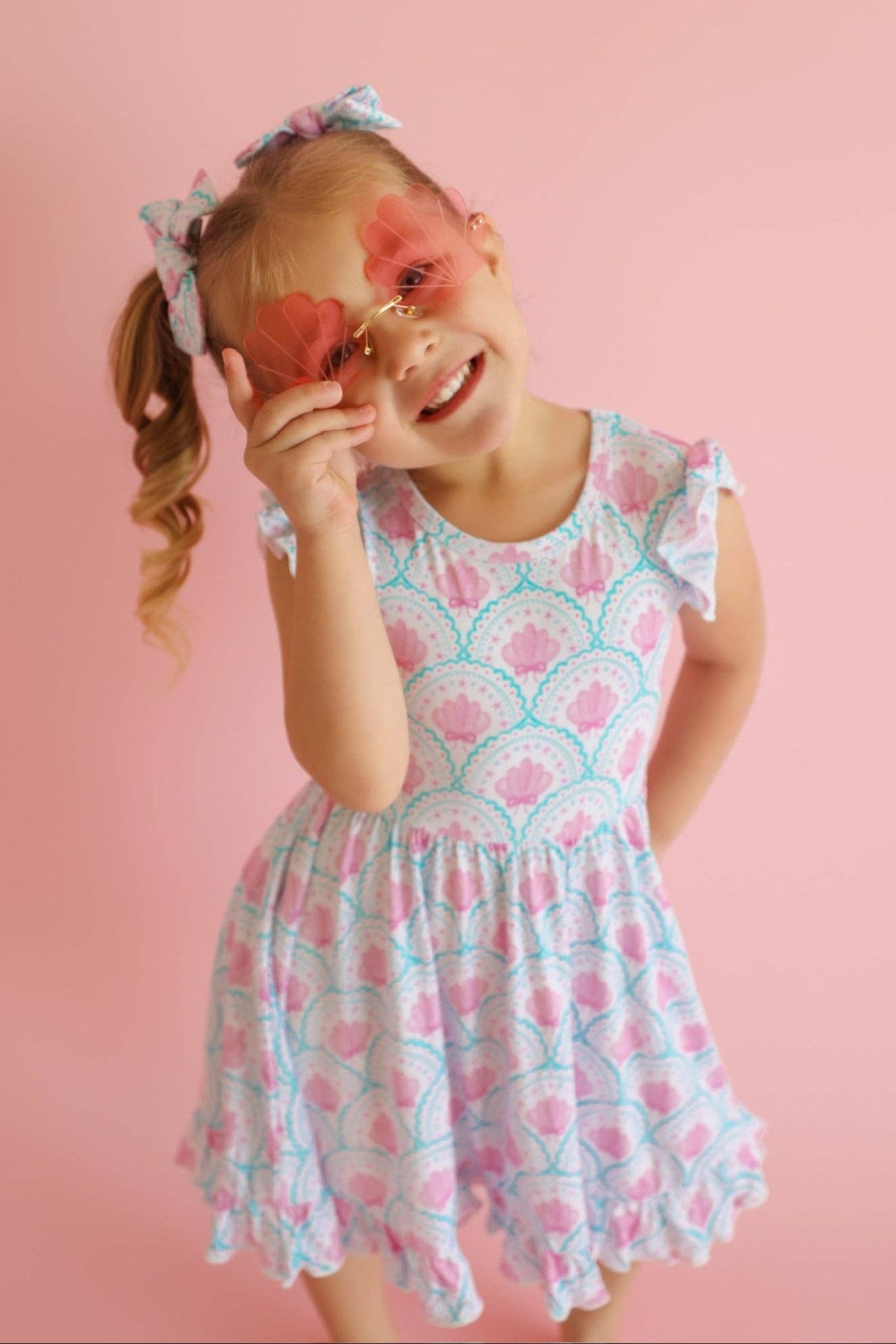 COQUETTE COAST CAP SLEEVE DREAM RUFFLE DRESS