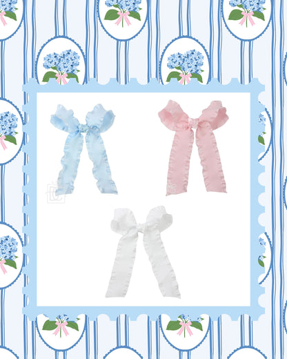 Double Ruffle Tail Bow On Alligator Clip