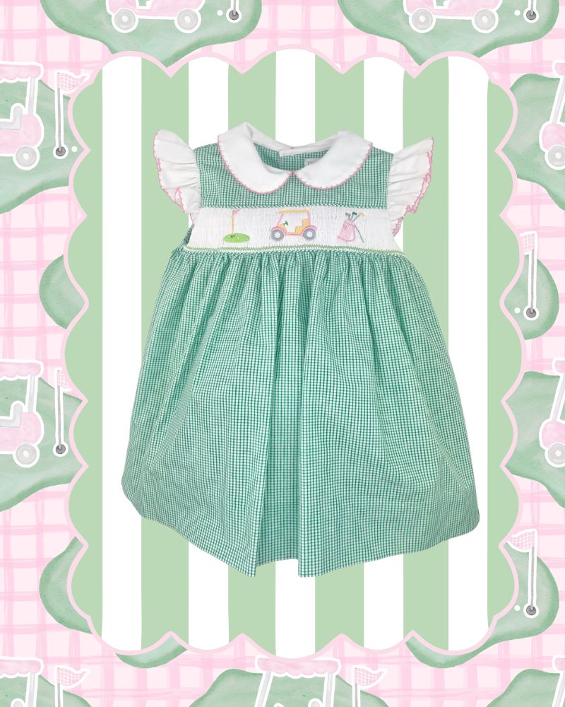 Sundress with Golf Themed Picture Smocking