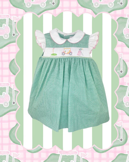 Sundress with Golf Themed Picture Smocking