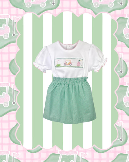 Top & Skort with Golf Themed Picture Smocking