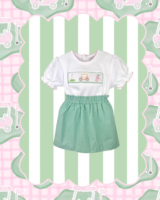 Top & Skort with Golf Themed Picture Smocking