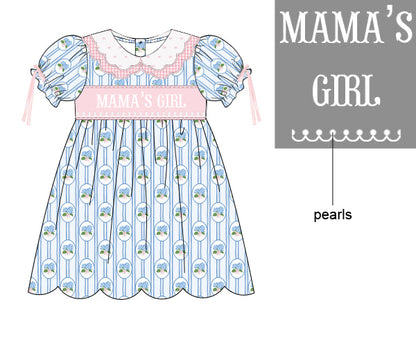 PRE-ORDER MAMA'S GIRL SMOCKED DRESS