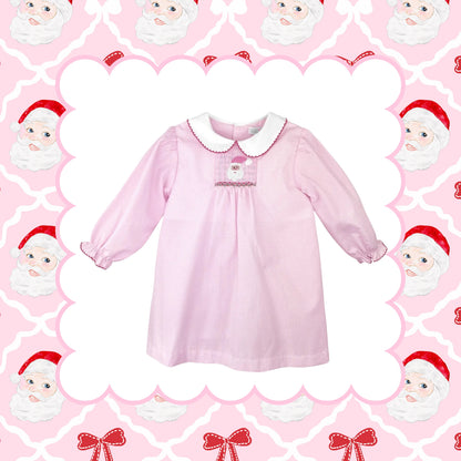 Dress with Hand Picture Smocked Santa