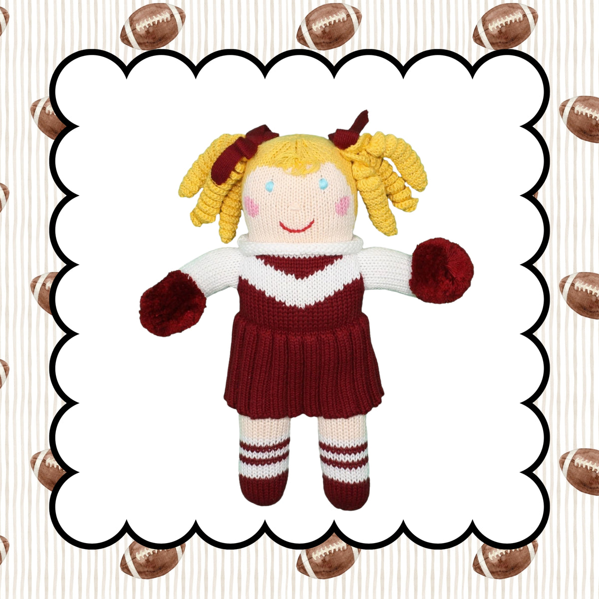 Cheerleader Knit Dolls Maroon and White