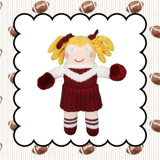 Cheerleader Knit Dolls Maroon and White