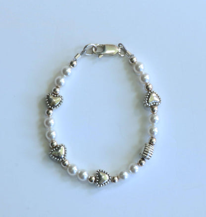 Classic Pearls (RP Hearts) Bracelet, Children's Jewelry