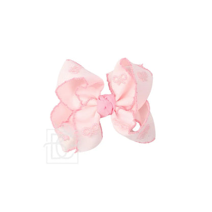 Crochet Edge Bow with Pearl Embellished Bows 4.5 INCH